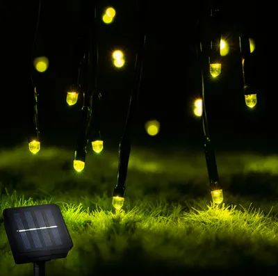 Obrázok produktu pre LUMILED solárne rozprávkové svetlá solárne rozprávkové svetlá 7x LED solárne svetlo solárne napájané IP44 žlto-zelené svetlušky rozprávkové svetlá záhrada Vianoce