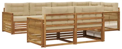 Productafbeelding van vidaXL Tuinset met 7 zitplaatsen, natuurlijke en beige kleuren