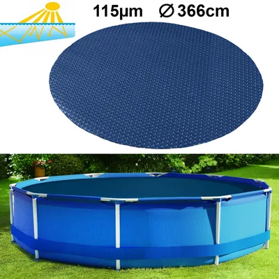 Produktbild von 115µm Pool Solarplane Poolheizung Solarfolie Abdeckung Rund Blau Schwarz 366cm