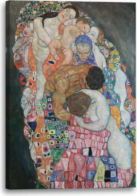 Produktbild von Leinwandbild (70x100cm): Gustav Klimt - Tod und Leben (1908-1915), echter Holz-Keilrahmen inkl. Aufhänger, handgefertigt in Deutschland