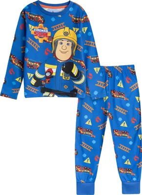 Produktbild von Fireman Sam - Schlafanzug mit langer Hose für Jungen, Langärmlig NS9106 (98) (Blau)