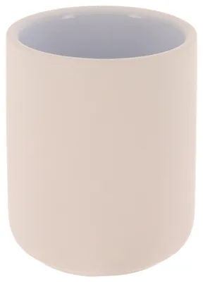 Produktbild von TENDANCE | Badbecher - Zahnputzbecher - beige - weiß - 300 ml - Steingut - Zahnbürstenbecher - Praktisch