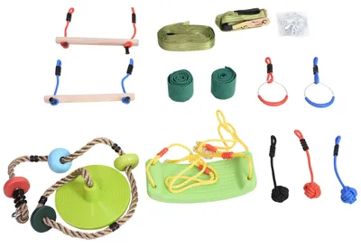 Produktbild von Outsunny Ninja Slackline Set hängende Hindernisse für Kinder Schwingen Polyester
