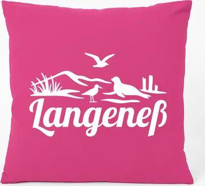 Produktbild von Huuraa Kissen Langeneß Strandmotiv 40x40cm mit Füllung Fuchsia Baumwolle Dekokissen Geschenkidee