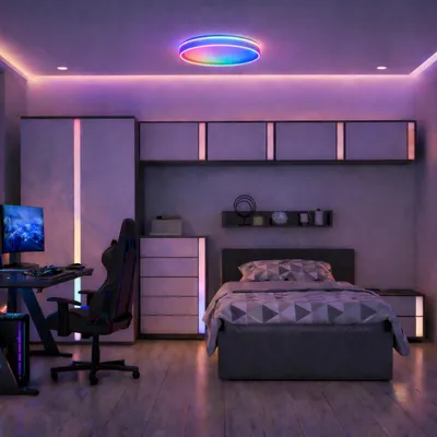 Produktbild von LED Deckenlampe mit Fernbedienung & CCT & RGB - weiß - Ø 50 cm