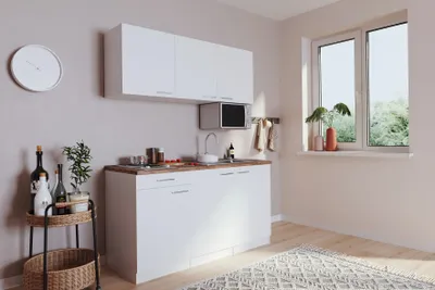 Produktbild von Küche Miniküche Singleküche Luis 150 cm Einbau Weiß ohne Kühlschrank Respekta