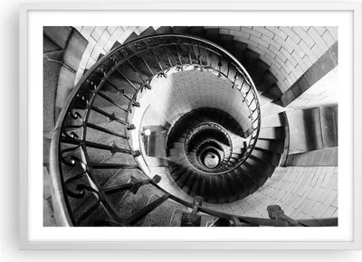 Produktbild von Gerahmtes Poster - Weißer Rahmen - Treppe Spirale Perspektive - 70x50 cm - Wand Bild - Wanddeko - Wandbilder - Kunstposter - Wandposter - Bilderrahmen - Bilder - Kunstdruck - P2WAA70x50-4384