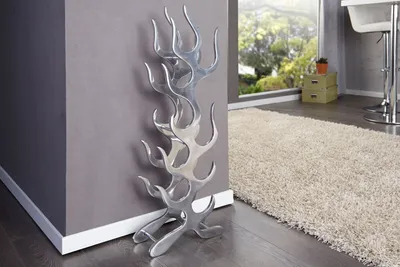 Immagine prodotto di Portabottiglie alto 90 cm in argento per 9 bottiglie Flammen design soggiorno cucina bar