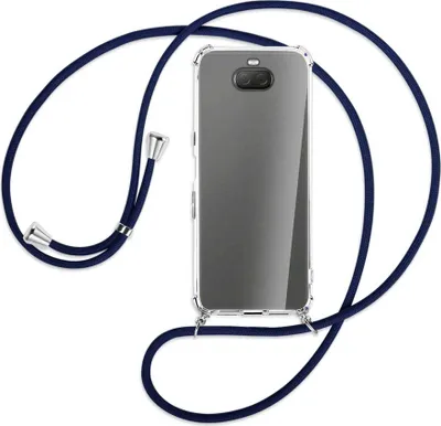 Produktbild von Handykette Backcover-Schutzhülle mit Band (Metall silberfarben) für Sony Xperia 10 Plus - dunkelblau