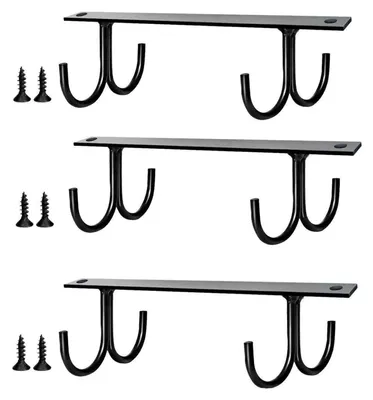 3er Set hängende Tassenhalter mit Haken, Küchenhaken, schwarz