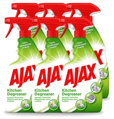 Produktbild von 6 x Ajax Küchen-Entfetter-Spray - entfernt hartnäckiges Fett - 750 ml - Vorteilspackung - 6 Stücke