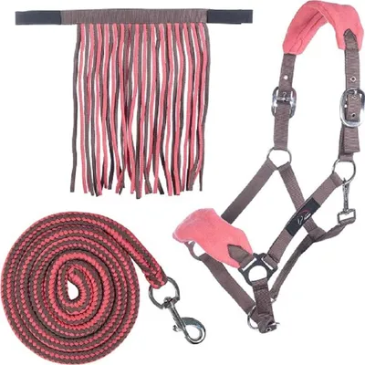 Obrázek produktu pro Ohlávka HKM s lanovou karabinou a třásněmi, petrol/navy, pony