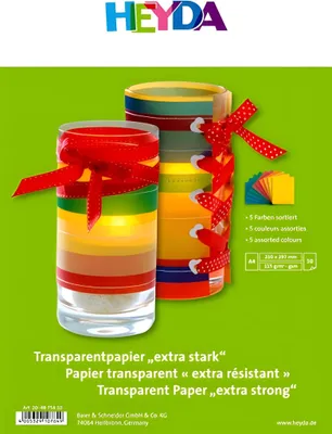 Image de Heyda 204875410 Papier transparent A4 jaune, orange, rouge, bleu, vert
