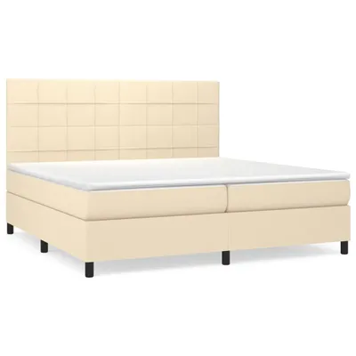 Produktbild von vidaXL Boxspringbett mit Matratze Creme 200x200 cm Stoff