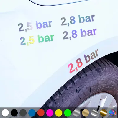 Produktbild von PantherPixel Reifendruck Aufkleber Reifenluftdruck BAR Luftdruck Sticker Auto Geschenkidee Farbe Oilslick-Hologramm