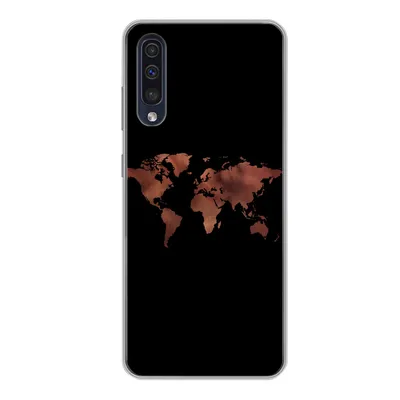 Produktbild von MuchoWow® Handyhülle Schutzhülle Hülle für Samsung Galaxy A50 Weltkarte - Leder - Schwarz Silikon Softcase Handy Hülle - Mobiltelefonhülle