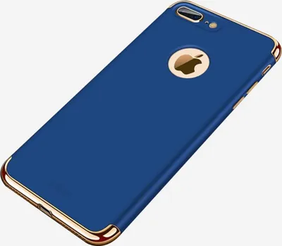 Produktbild von Handy Hülle Schutz Case für Apple iPhone 7 Plus Bumper 3 in 1 Cover Chrom Blau