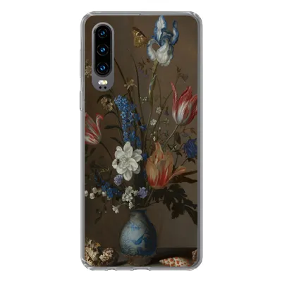 Produktbild von MuchoWow® Handyhülle Schutzhülle Hülle für Huawei P30 Blumen in einer Wan-Li-Vase und Muscheln - Gemälde von Balthasar van der Ast Silikon Softcase Handy Hülle - Kartenbesitzer