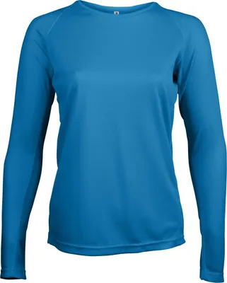 Produktbild von Proact Damen Sport Langarmshirt Longsleeve T-Shirt Baumwolle Rundhals, Größe:XL, Farbe:Aqua Blue