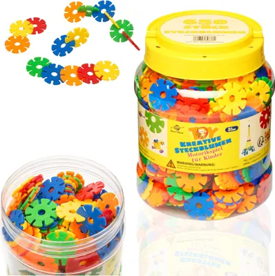 Image de Smart-Planet 650 fleurs à emboîter en boîte - Jouet d'éveil pour enfants à partir de 3 ans - Flocons de neige à emboîter de 3,3 cm - Jouet éducatif - Idée cadeau