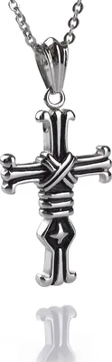 Produktbild von Edelstahl Anhänger Kreuz Männerschmuck Oxidiert mit Kette 50cm