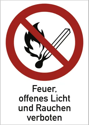 Produktbild von Dreifke® Feuer, offenes Licht und Rauchen verboten ISO 7010, Kombischild, Alu...