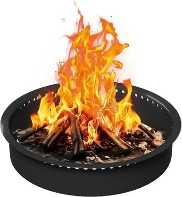 Image de Brasero - Anneau de foyer en acier, 152 cm - Insert en acier robuste - Faible émission de fumée - Idéal pour le jardin et la terrasse - Parfait pour créer un foyer fait maison et pour le camping