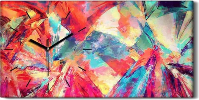 Produktbild von Wohnzimmer-Bild Leinwand Uhr Quarz 60x30 Malerei abstrakte farbenfrohe moderne - schwarze Hände