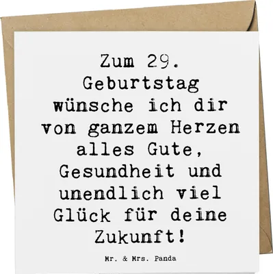 Produktbild von Mr. & Mrs. Panda Grußkarte Spruch 29. Geburtstag Wünsche - Weiß - Geschenk, Klappkarte, Geburtstagsgeschenk, Freude, faltkarte, anlasskarte, Vorfreude, Glückwunschkarte