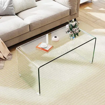 Obrázok produktu pre Konferenčný stolík v tvare U z tvrdeného skla – 81,5 x 42 x 40 cm