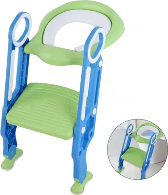 Produktbild von Baby Kleinkind harter Toilettenstuhl Leiter verstellbare Sicherheit Töpfchen Training Sitz (blau grün)