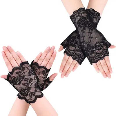 Immagine prodotto di Guanti senza dita, 2 paia, neri, per donna
