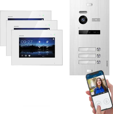 Produktbild von Balter EVO SILVER Video-Türsprechanlage 7" Wifi Monitor 2-Draht BUS für 3 Familienhaus App Steuerung