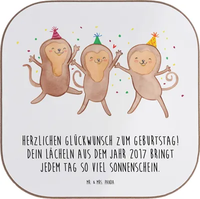 Produktbild von Mr. & Mrs. Panda Tischschoner 2017 Geburtstag Lächeln - Weiß - Geschenk, Geburtstagsgeschenk, Untersetzer Glas, Coaster, Liebesvolle Geschenke, gläseruntersetzer, Tasse