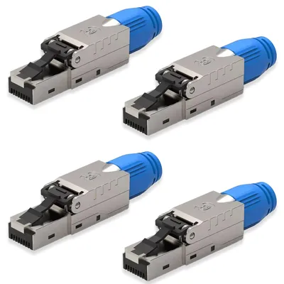 Produktbild von NEXMEX 4x Netzwerkstecker Cat 8 CAT8.1 RJ45 Stecker Werkzeuglos Metall 40Gbps