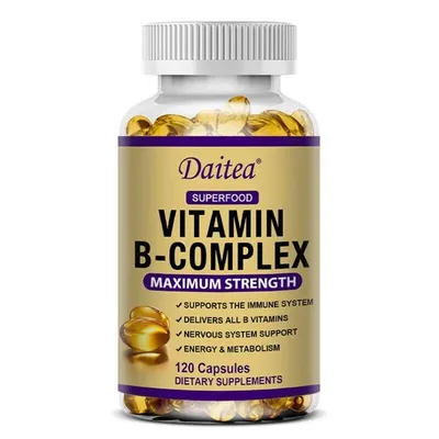 Immagine prodotto di Complesso vitaminico B (120 capsule) Integratore alimentare, energia, metabolismo, cuore, nervi, cervello, muscoli, sistema immunitario, stress