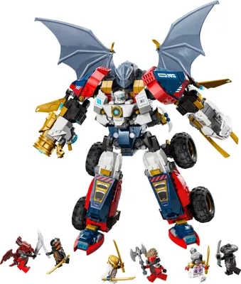Produktbild von LEGO NINJAGO 4in1 Zanes Ultra-Kombi-Mech - Spielzeug mit Auto Modell - Umbaubar in einen Jet oder Drachen Figur - Inkl. 6 Minifiguren - Bauspielzeug für Jungen und Mädchen ab 9 Jahren 71834