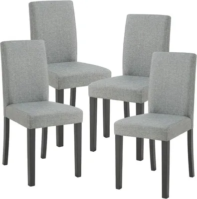 Imagen del producto de Sillas de comedor Hamburg, juego de 4 unidades, sillas de cocina, tapizadas en tela, 89 x 43 x 54 cm, patas de madera, color gris claro