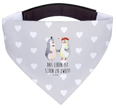Produktbild von Mr. & Mrs. Panda Hundehalstuch Pinguin Heirat - Grau Pastell - Geschenk, Bandana für Hunde, Hochzeit, Mann, Frau, Verheiratet, Bräutigam, Freundin, Halstuch, Tuch