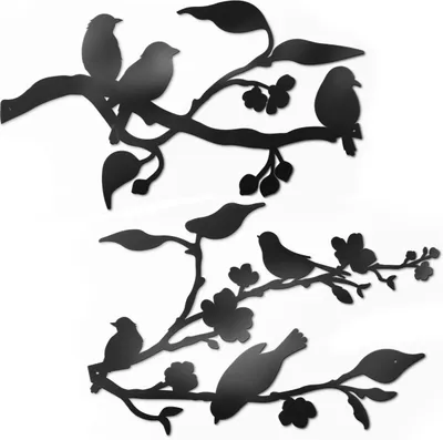 Vogel-Wanddeko aus Metall, groß, 91,5x33 cm, schwarz