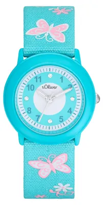 Produktbild von s.Oliver Armbanduhr Mädchen Kinder Quarzuhr Analog, mit Textil Armband, Blau, 3