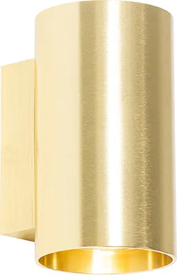 Zdjęcie produktu dla QAZQA - Nowoczesna lampa ścienna Złota I Mosiężna okrągła - SandyI 2-punktowa I Salon I Sypialnia I Góra & Dół - Aluminiowa okrągła - LED odpowiedni GU10