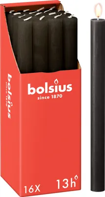 Immagine prodotto di Set di 16 candele a bastoncino Bolsius rustiche, 27 cm, nero