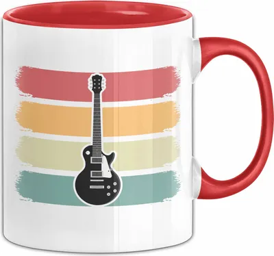 Produktbild von Gitarrenspieler Geschenk Tasse Gitarre Vintage Kaffee-Becher (Rot)