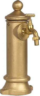 Zdjęcie produktu dla Kolumna z kranem żeliwna złota 29x16x13 cm mosiężny kran vintage stojąca fontanna do ogrodu taras dekoracja w stylu antycznym rustykalna kolumna wodna z mosiężnym kranem