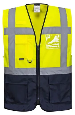 Image de Gilet Executive Warsaw Couleur : Jaune/marine Taille M - Portwest