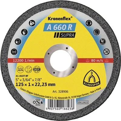 Immagine prodotto di Disco da taglio A 660 R Supra D125x1mm ger.INOX Bohr.22,23mm KLINGSPOR