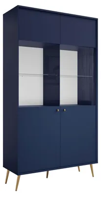 Produktbild von Vitrinenschrank Rose Vitrine 105,5x40,5x191cm 2-türig Ausführung wählbar,marineblau,ohne Beleuchtung