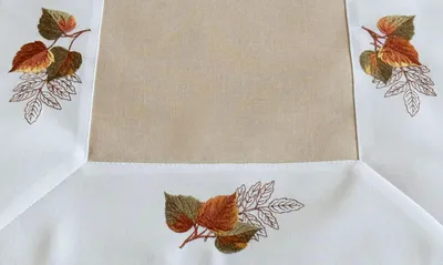 Produktbild von Tischdecke Läufer Stickerei Blätter Herbst 40 x 140 cm