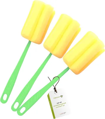 Productafbeelding van Flessenborstel in praktische set van 3 voor babyflessen, flessen & potjes